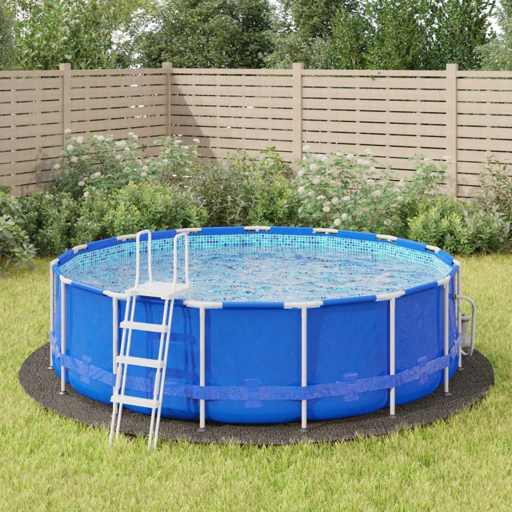 vidaXL Pano para chão de piscinas Ø428 cm poliéster geotêxtil cinza