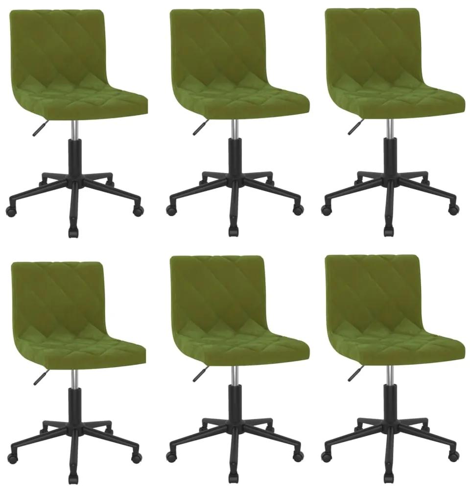 Cadeiras de jantar giratórias 6 pcs veludo verde-claro