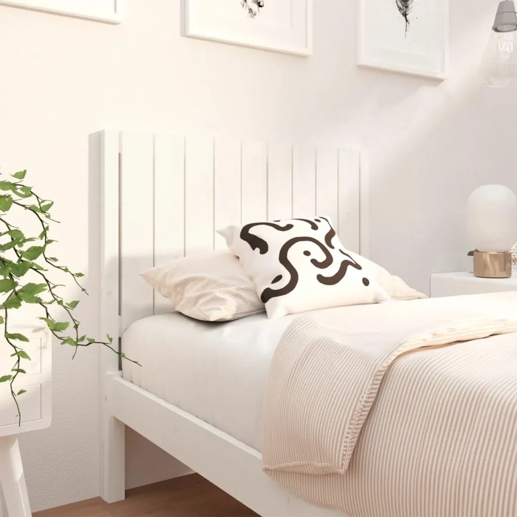 vidaXL Cabeceira de cama 95,5x4x100 cm madeira de pinho maciça branco