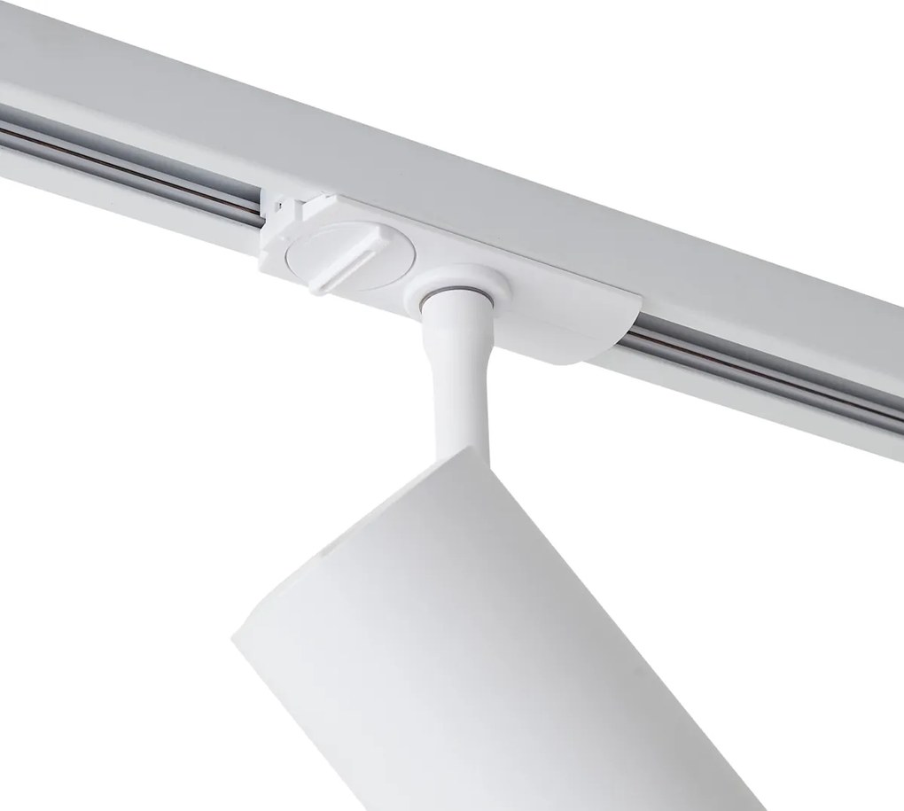 Foco moderno branco para sistema de calhas de iluminação monofásico, incluindo LED rotativo e inclinável - Iconic Zoom