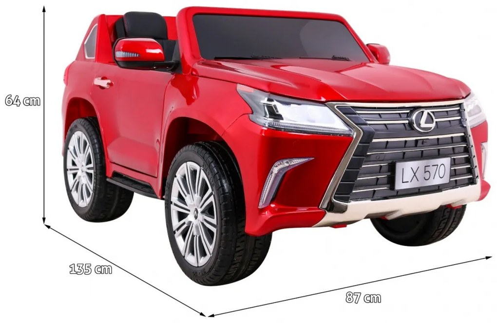 Carro elétrico para Crianças 24V 4x4 2 Lugares Lexus LX570 Rodas de EVA, Assento de couro Vermelho Pintado