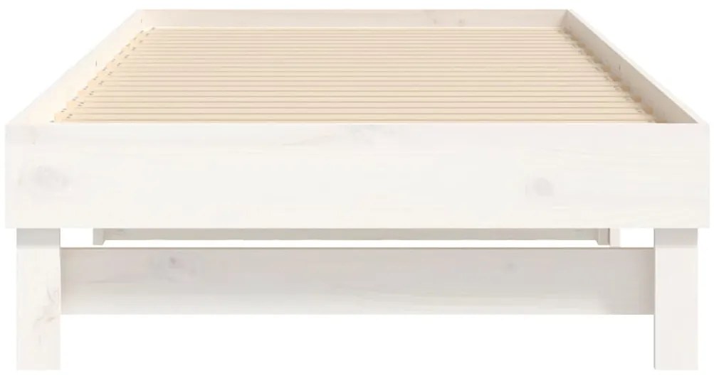 Sofá-cama de puxar 2x(75x190) cm madeira de pinho maciça branco