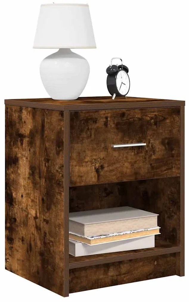vidaXL Mesa de cabeceira com gaveta 40x34x50 cm carvalho fumado