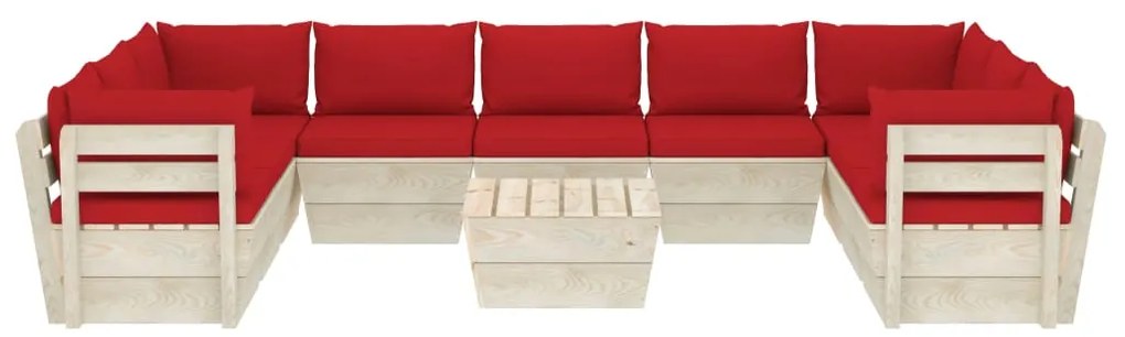 10 pcs conjunto lounge de paletes + almofadões madeira de abeto