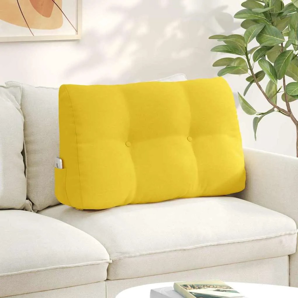 vidaXL Travesseiro para Costas Amarelo Claro 80 x 24 x 50 cm tecido