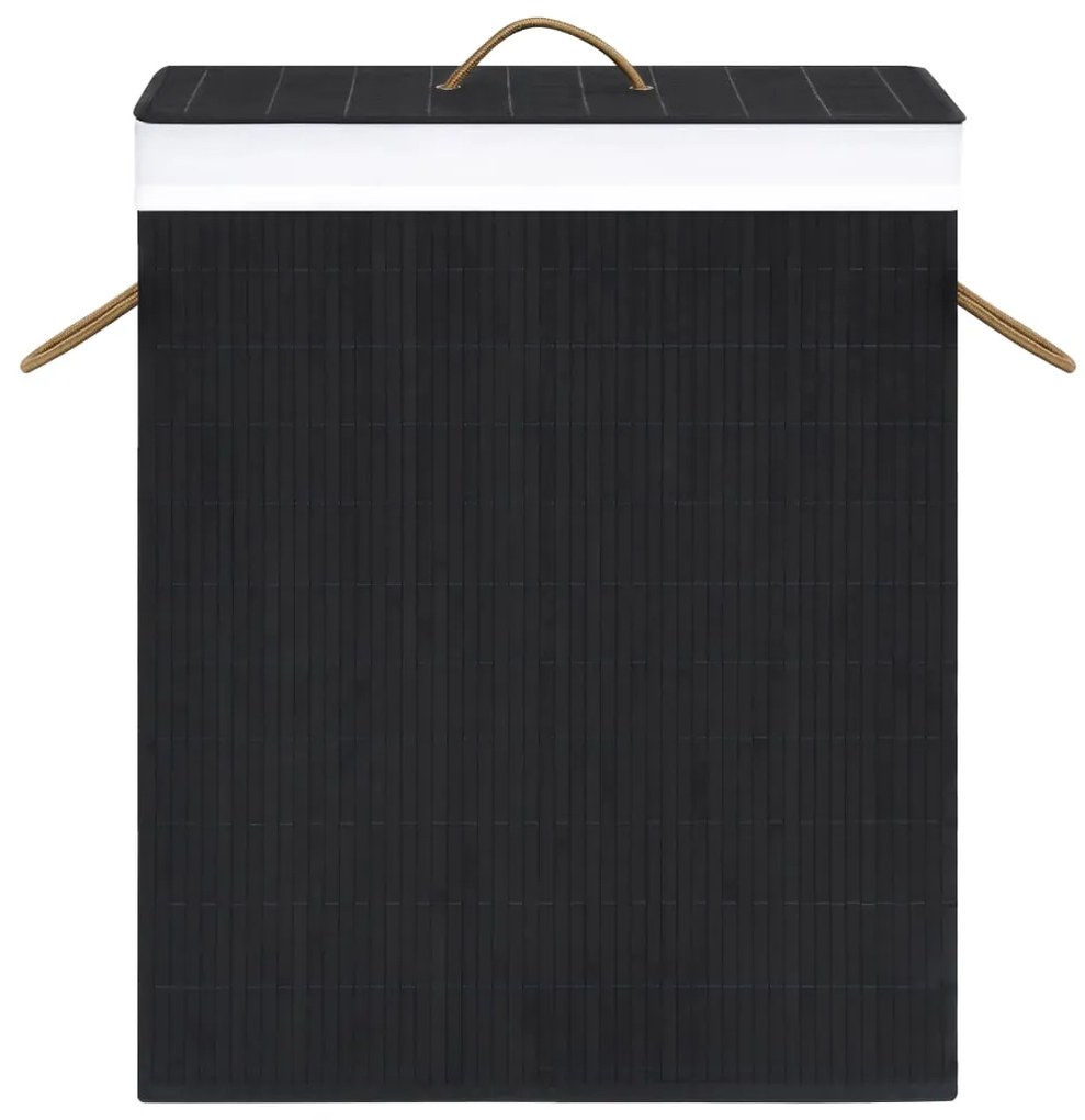 Cesto para roupa suja c/ secção única 83 L bambu preto