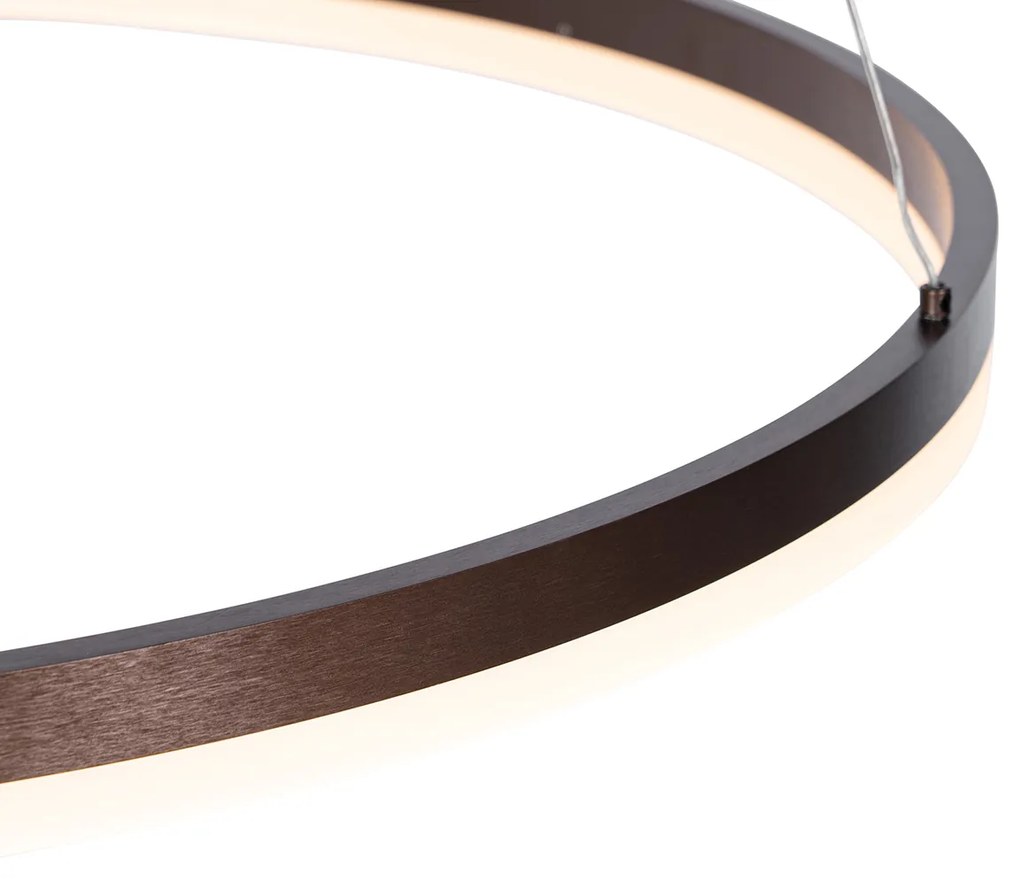 Candeeiro de suspensão em bronze escuro 80 cm com LED regulável em 3 níveis - Anello