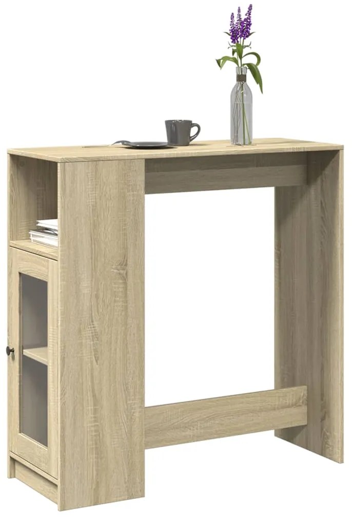 vidaXL Mesa de bar c/ prateleiras derivados de madeira carvalho sonoma