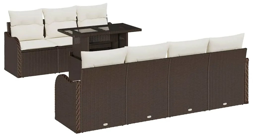 Conjunto de Sofá de Jardim vidaXL de 8 Peças com Almofadas em Vime Pol