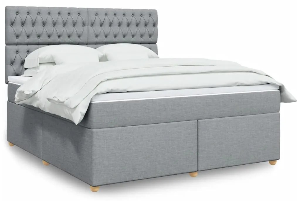 vidaXL Cama com molas/colchão 180x200 cm tecido cinzento-claro