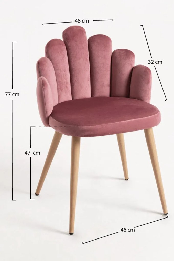Cadeira Hand Veludo - Rosa
