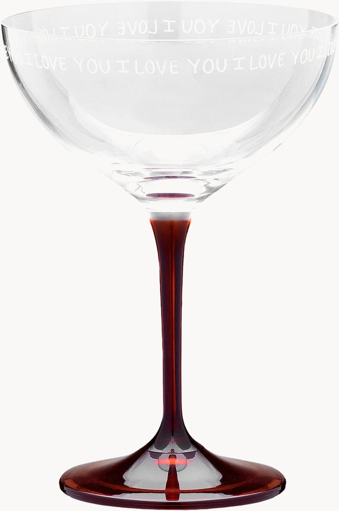 Taças de champanhe de cristal I Love You, conjunto de 2