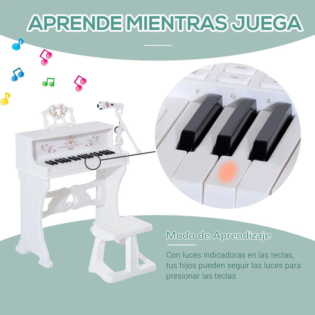 Piano Elétrico Infantil de 37 Teclas Conjunto de Piano com Microfone B