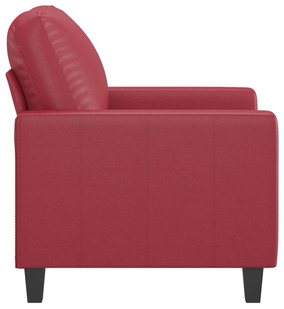 Poltrona 60 cm couro artificial vermelho tinto