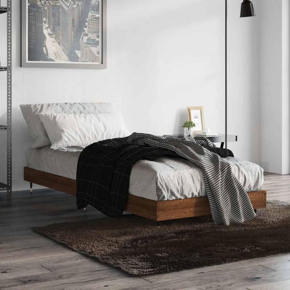 Estrutura cama s/ colchão derivados madeira carvalho castanho