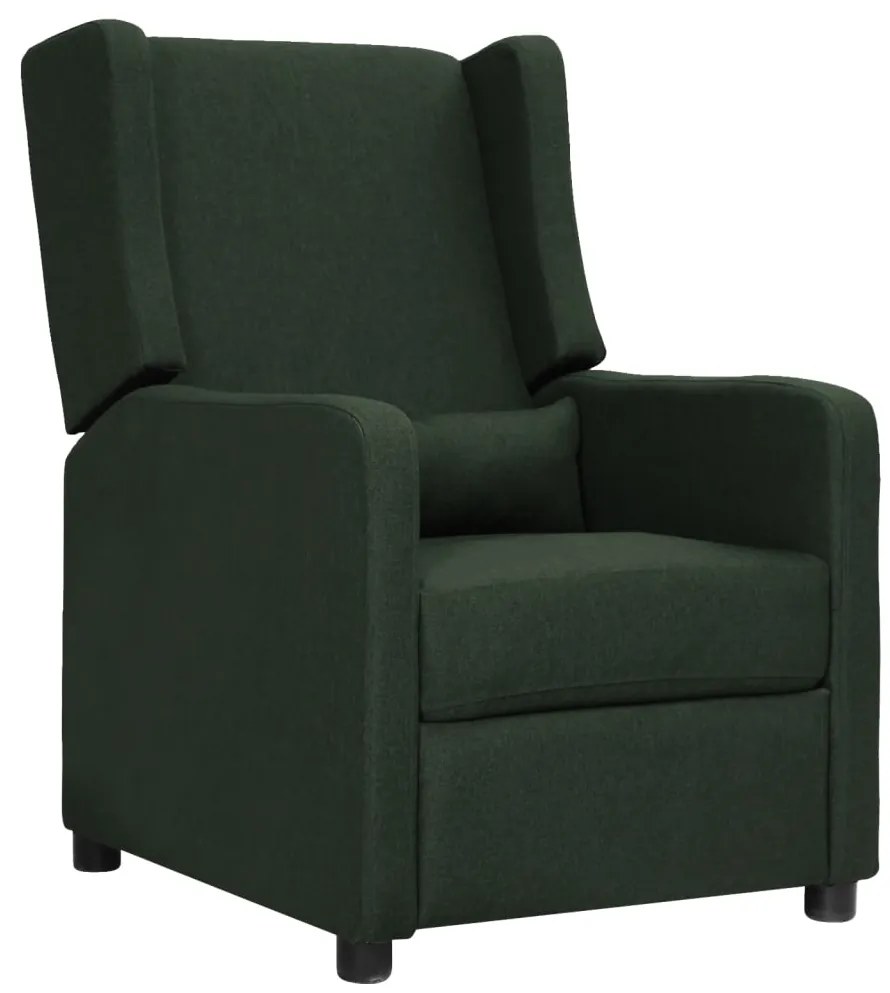 vidaXL Poltrona reclinável tecido verde-escuro