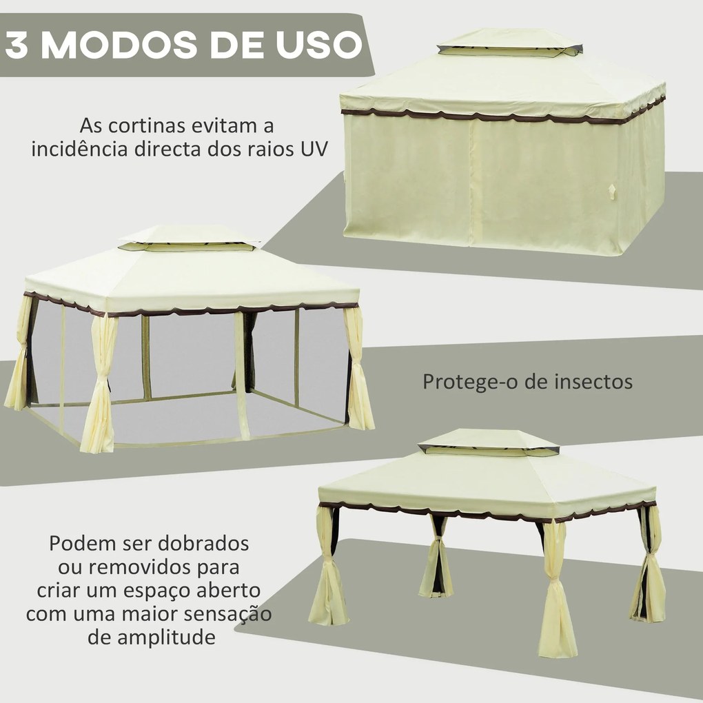 Pérgola de Jardim Braga – 4x3 m – Alumínio – Cortinas e Mosquiteiras –
