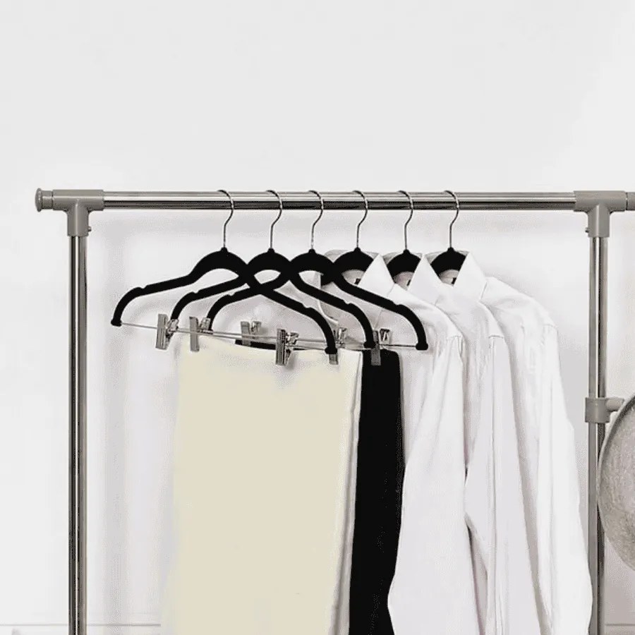 Cabides para calças de veludo, 12 unidades, pretos