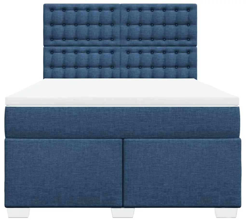 Cama com molas/colchão 140x200 cm tecido azul