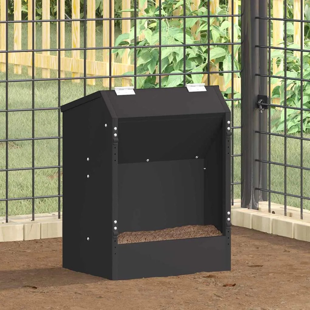 vidaXL Comedouro para Coelhos Preto 64.5 x 25.5 x 45.5 cm