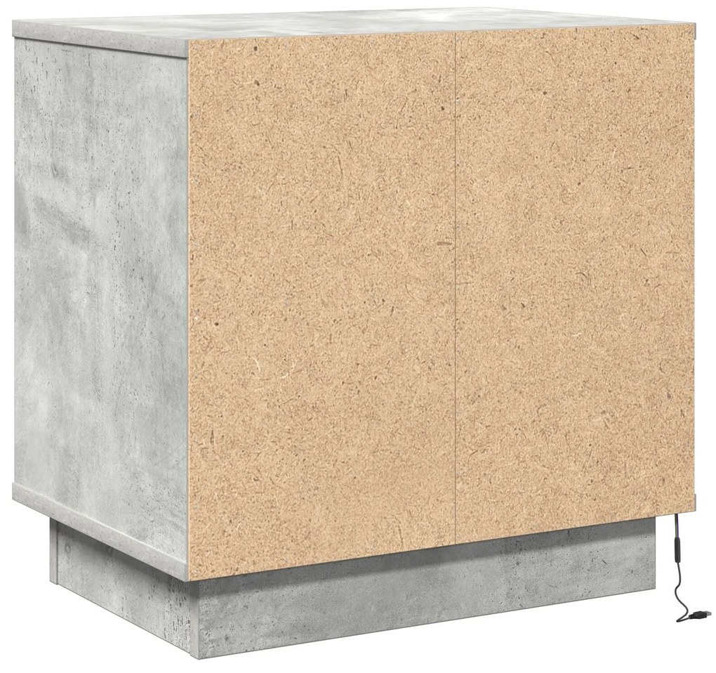 Mesas de cabeceira com LED 2 pcs betão cinza 50x34.5x50 cm