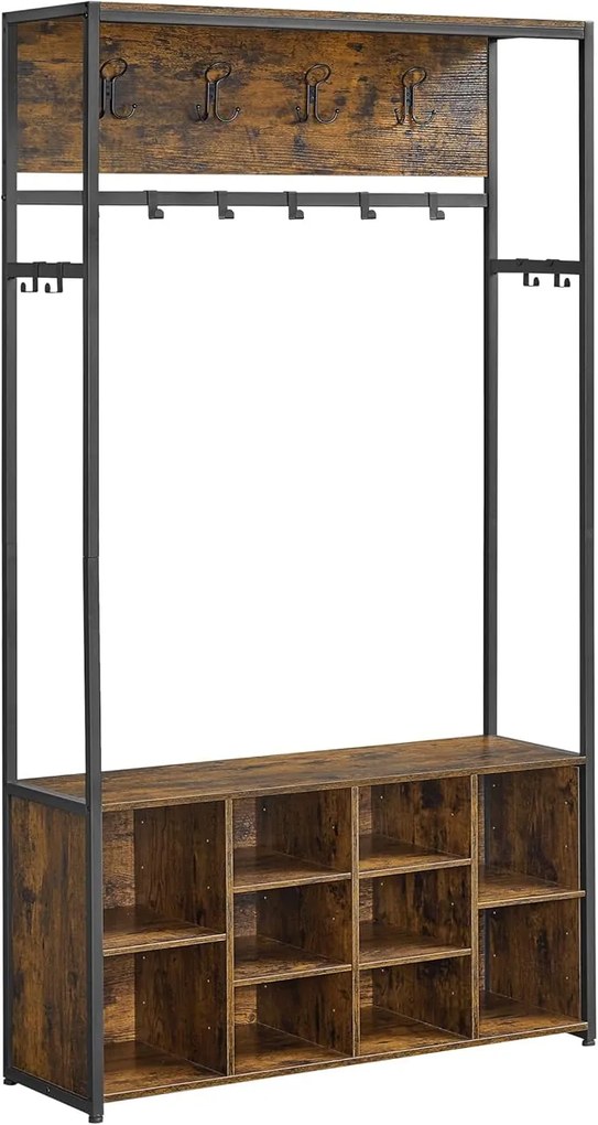 Aparador de hall com banco e prateleiras para sapatos | VASAGLE | 100 x 32 x 180 cm | HSR432K01.