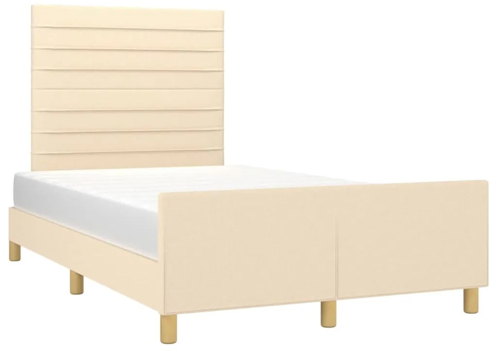 Estrutura de cama sem colchão 120x190 cm tecido creme