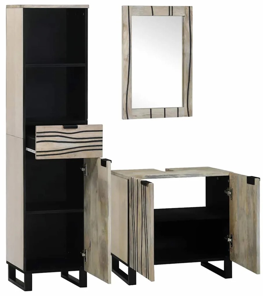 Conjunto de Móveis para Banheiro 3 pcs Branco 38 x 33 x 160 cm
