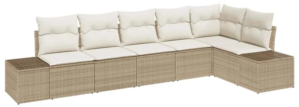 Conjunto de Sofá de Jardim com 6 Peças e Almofadas Beges em Rattan Sin