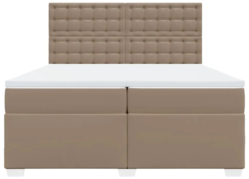 Cama com molas/colchão 200x200 cm couro artificial cappuccino