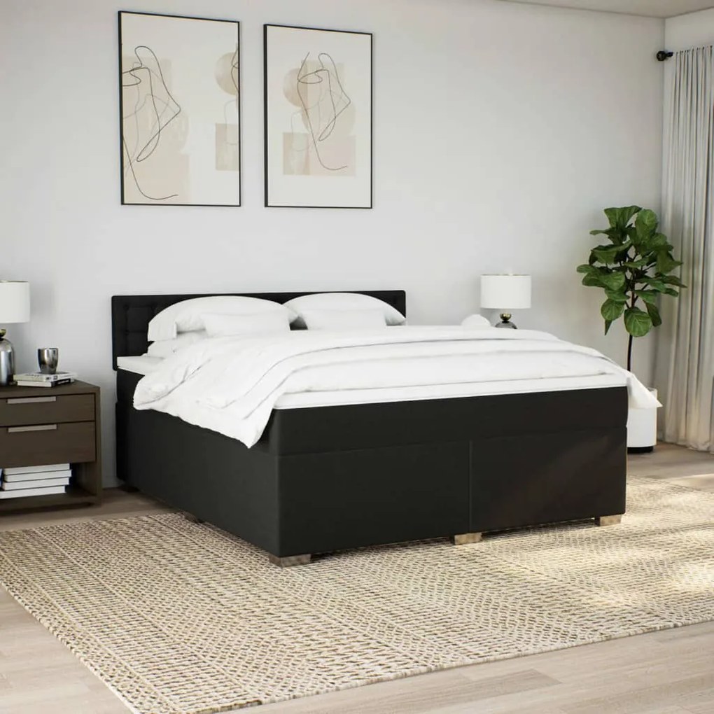Cama com molas/colchão 180x200 cm tecido preto