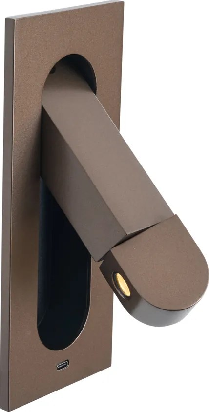 Conjunto de 2 candeeiros de parede modernos bronze escuro com LED e porta USB-C - Hilton