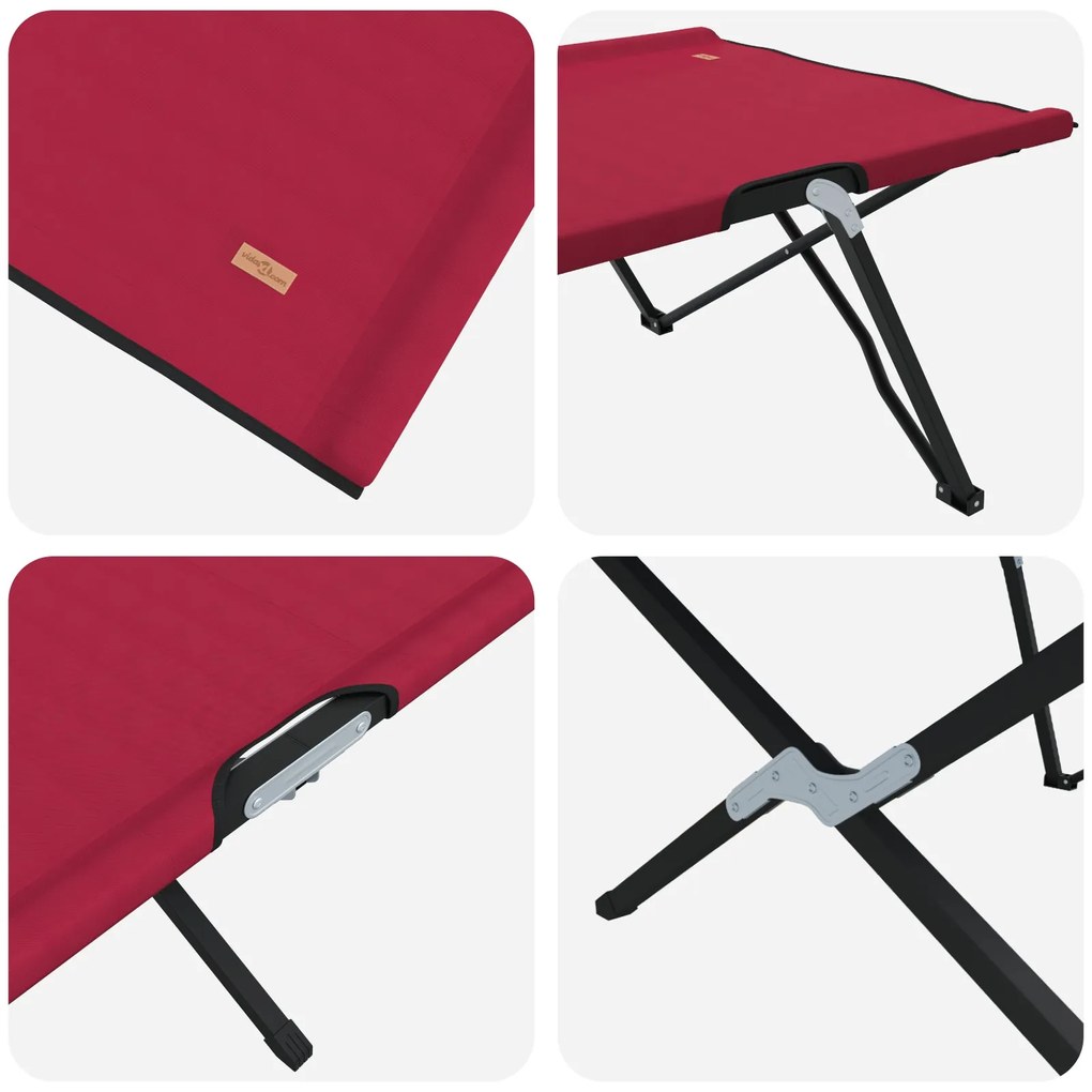 Cama Solar Dobrável com Bolsa Vermelha Tecido Oxford 600D