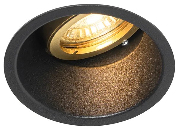 Foco embutido moderno preto com dourado rotativo e inclinável - Alloy Moderno