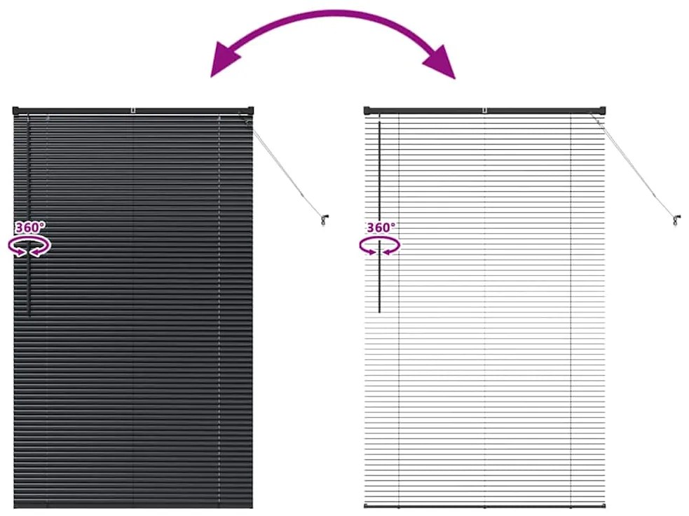 Persiana de Janela com cortinas Outros Manual Preto 105 x 175 cm Alumí