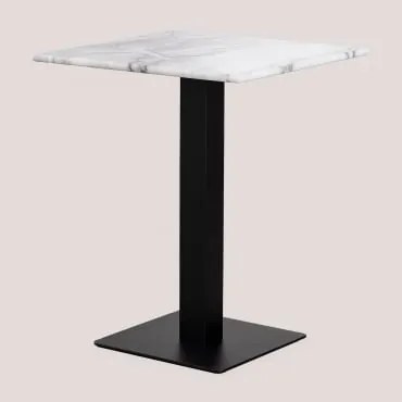 Square Livanto Marble Bar Table Mármore Branco & ↔︎ 60 Cm & Preto - Sklum