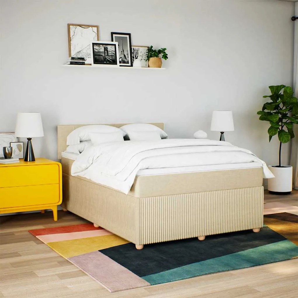 Cama com molas/colchão 140x200 cm tecido cor creme