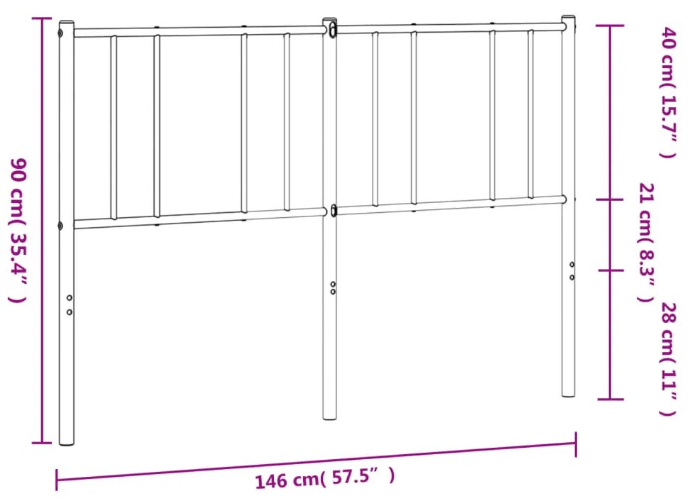 Cabeceira de cama 140 cm metal preto