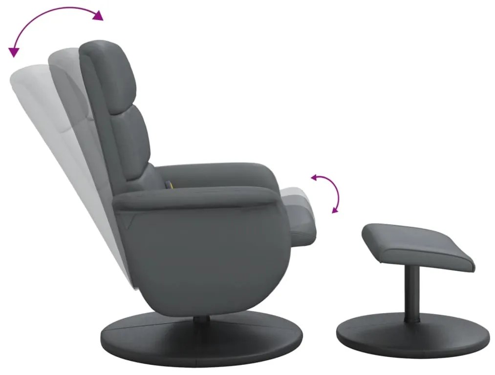 Cadeira massagens reclinável c/ apoio pés couro artif. cinzento