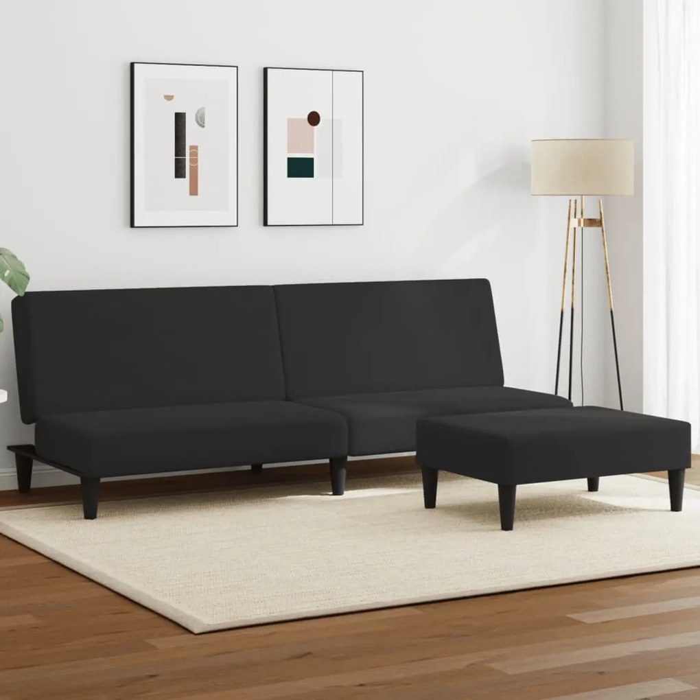 vidaXL Sofá-cama 2 lugares c/ apoio de pés veludo preto