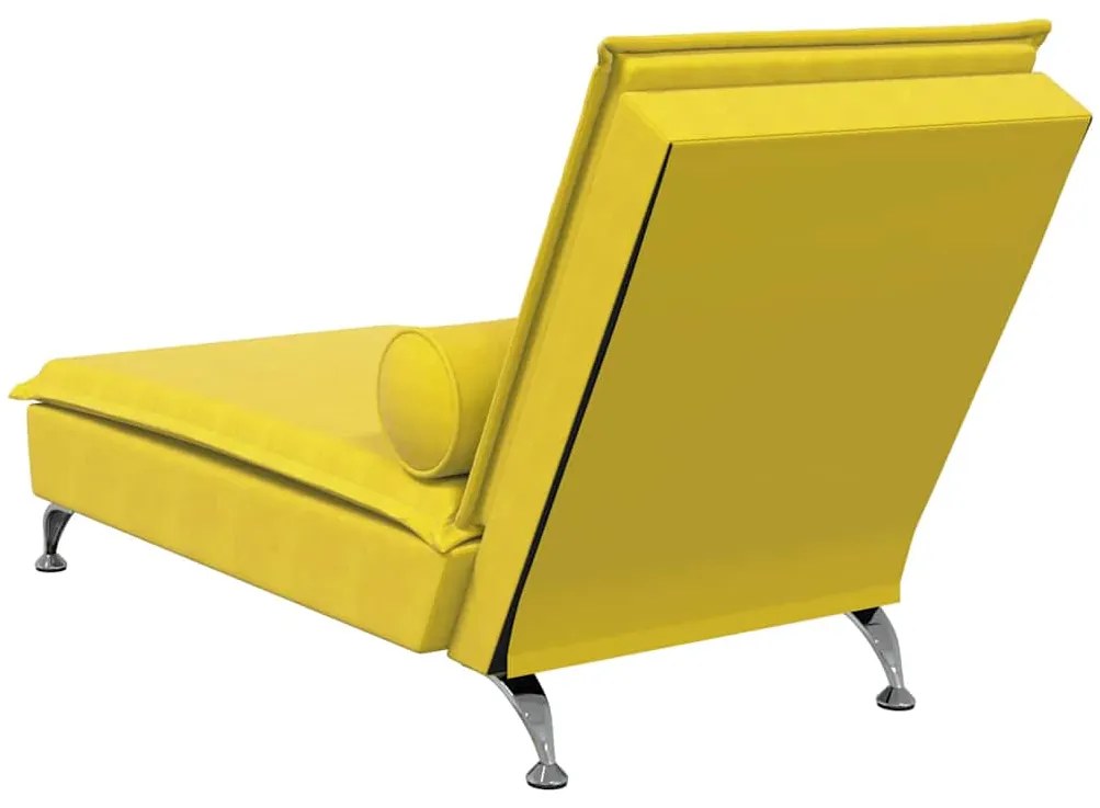 Chaise lounge de massagem com rolo veludo amarelo