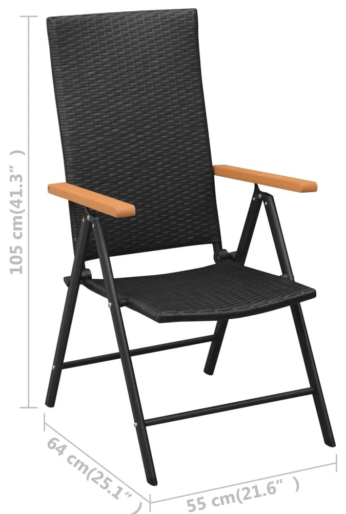 3 pcs conjunto de jantar para jardim preto e castanho