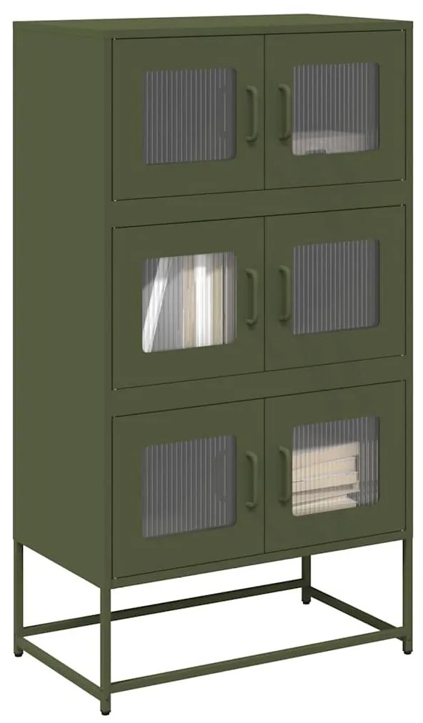 vidaXL Aparador alto 68x39x123 cm aço verde azeitona