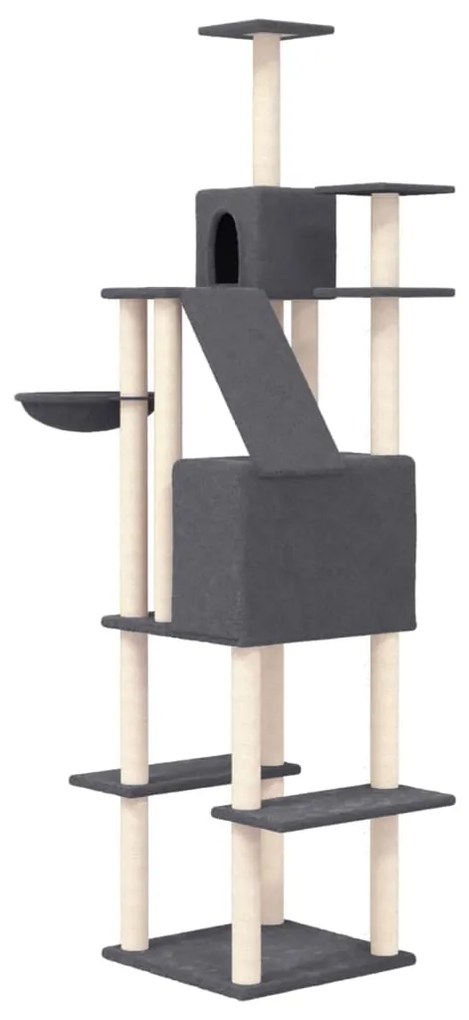 Árvore p/ gatos c/ postes arranhadores sisal 201cm cinza-escuro