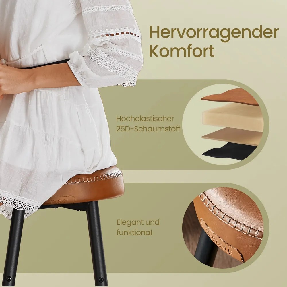 Conjunto de 2 bancos de bar 51,6 x 51,6 x 76,2 cm castanhos