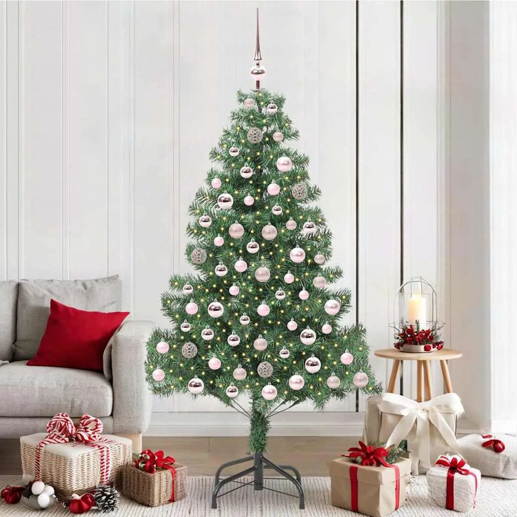 vidaXL Árvore de Natal com 300 LEDs com suporte Verde 210 cm PVC