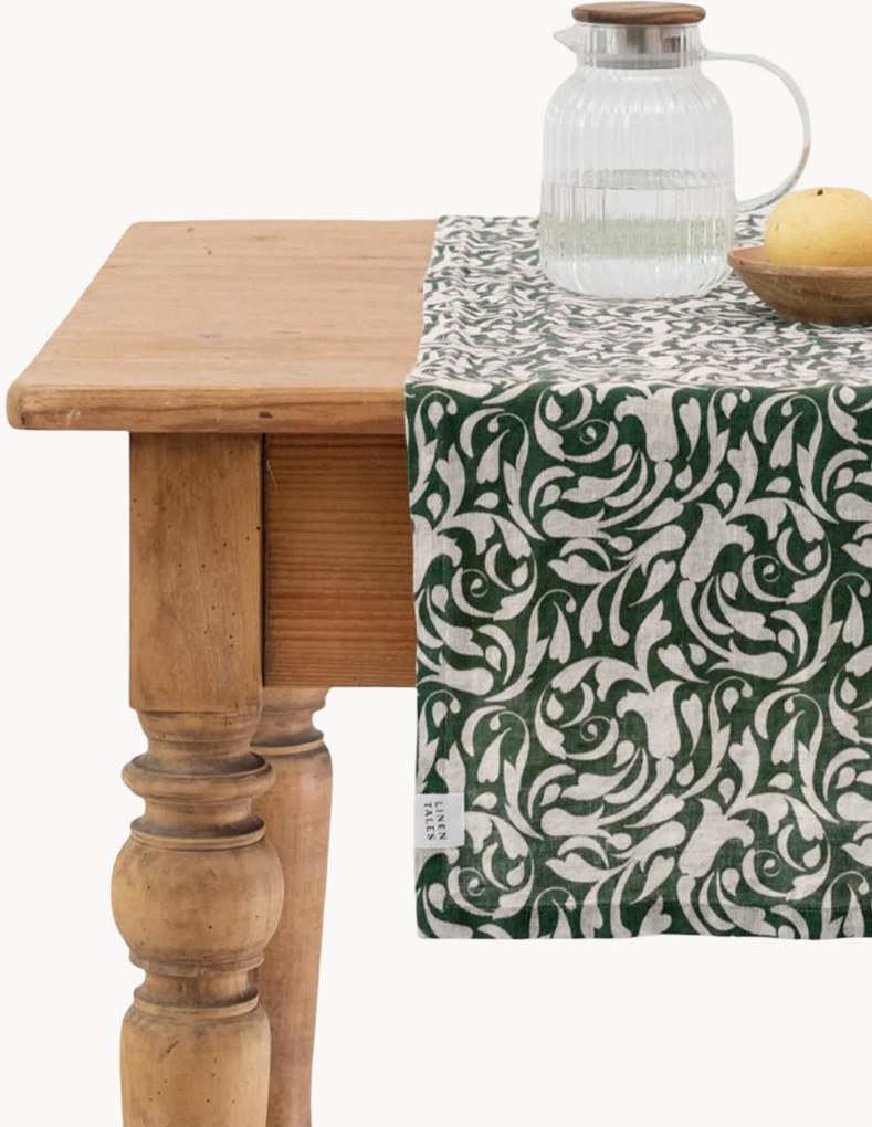 Corredor de mesa em linho Evergreen Damask