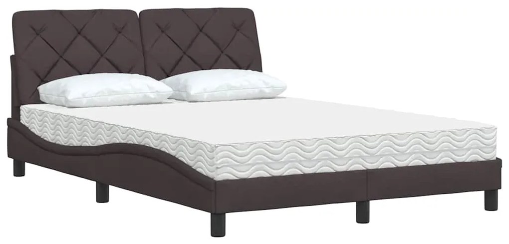 Cama com colchão 120x200 cm tecido castanho-escuro