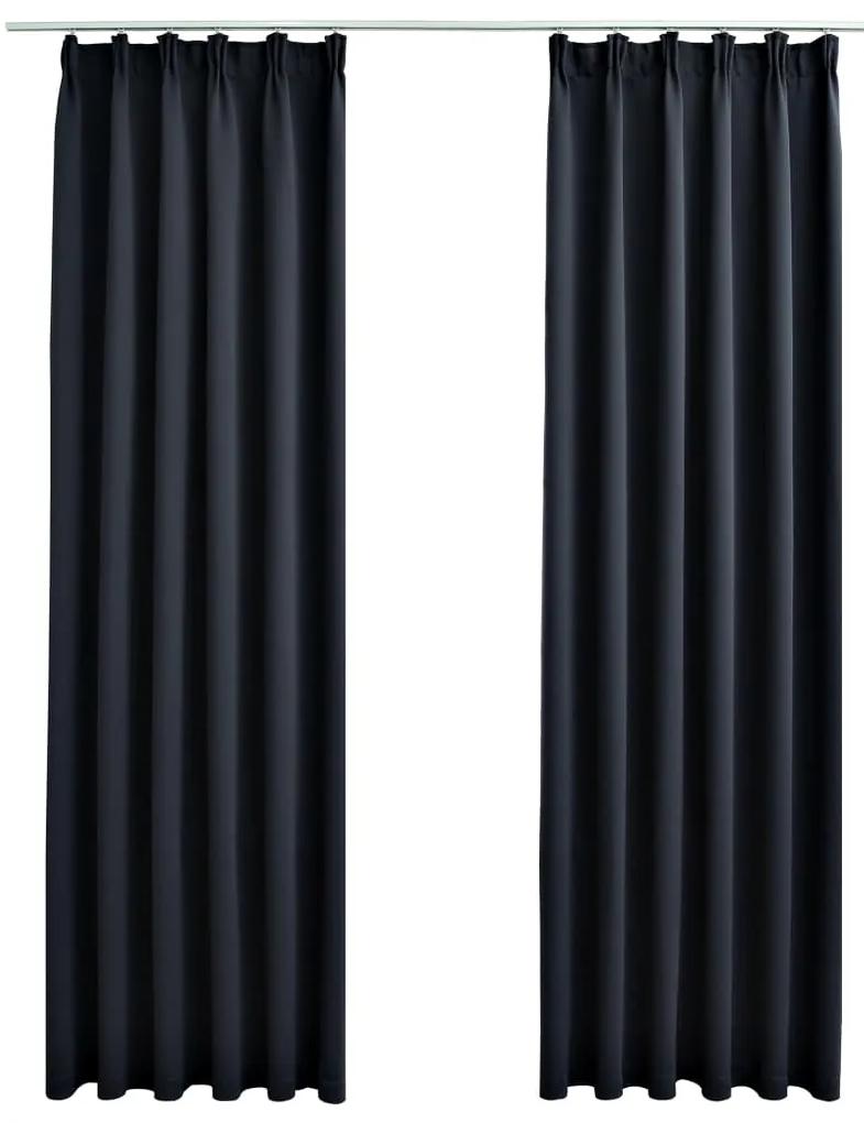 Cortinas blackout com ganchos 2 pcs 140x225 cm antracite
