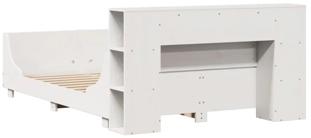 Cama sem colchão 120x190 cm madeira de pinho maciça branco